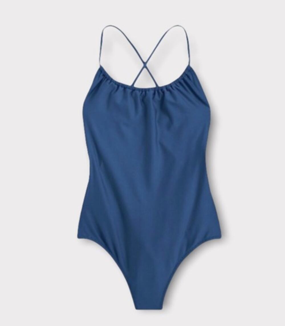 J.Crew Playa Rockaway ruched one-piece swimsuit Blue Size Large H8387